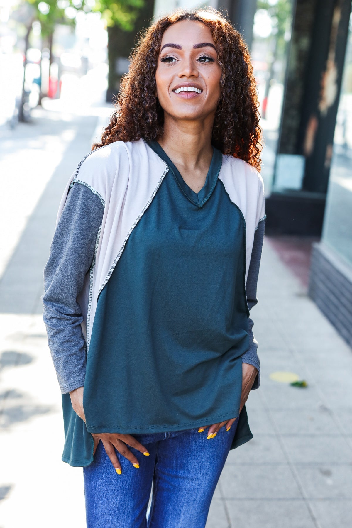 Stand Out Raglan Color Block Top