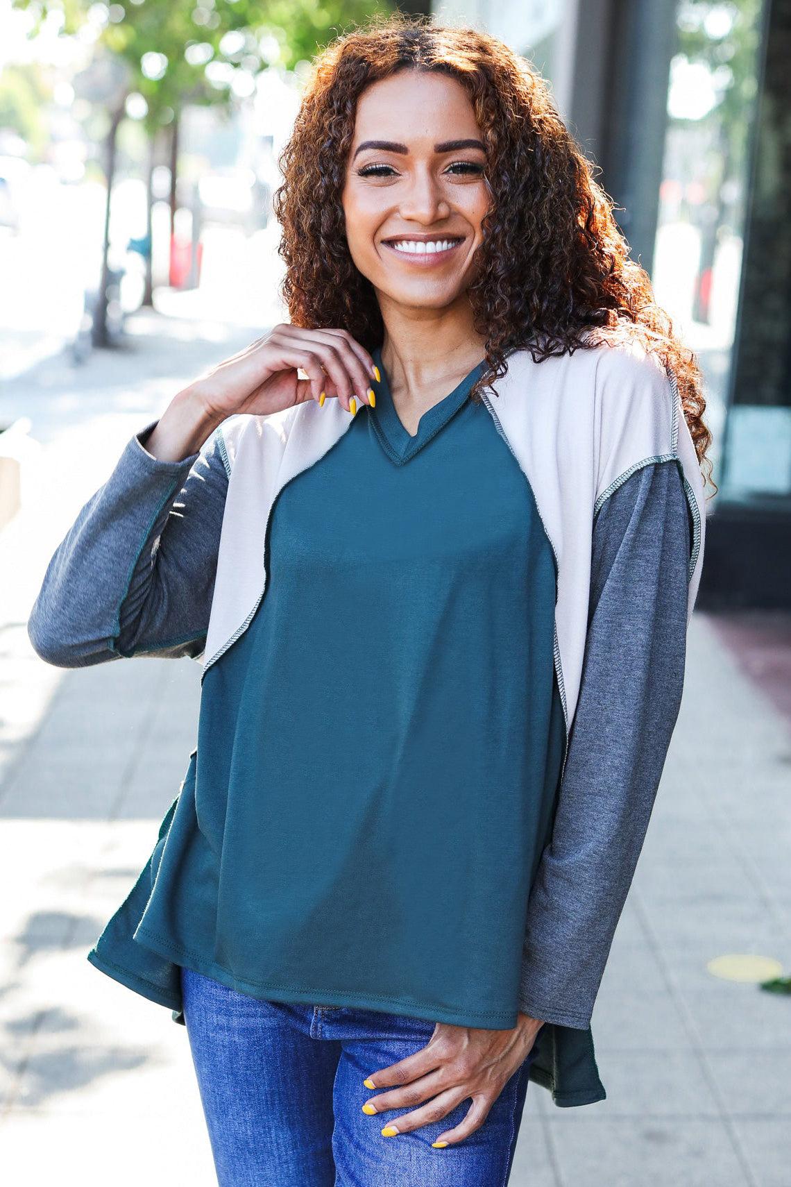 Stand Out Raglan Color Block Top