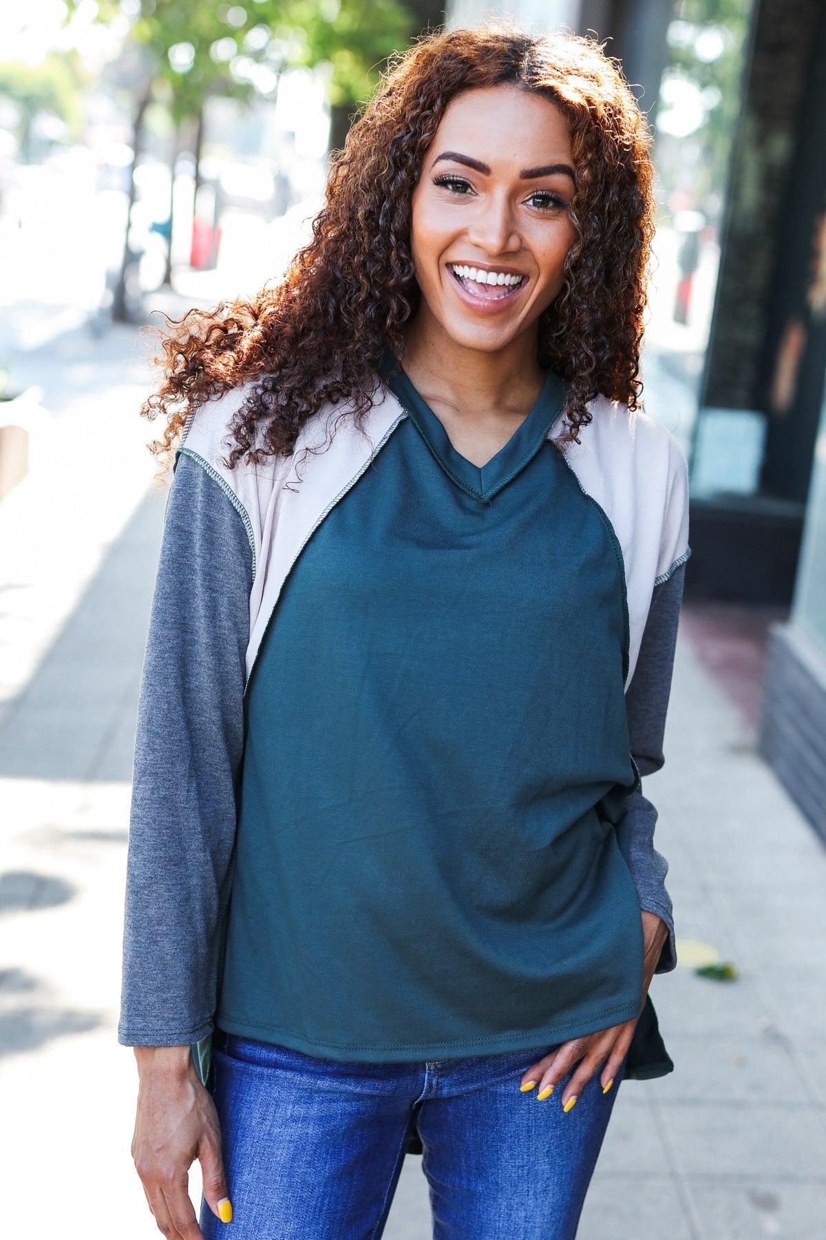 Stand Out Raglan Color Block Top