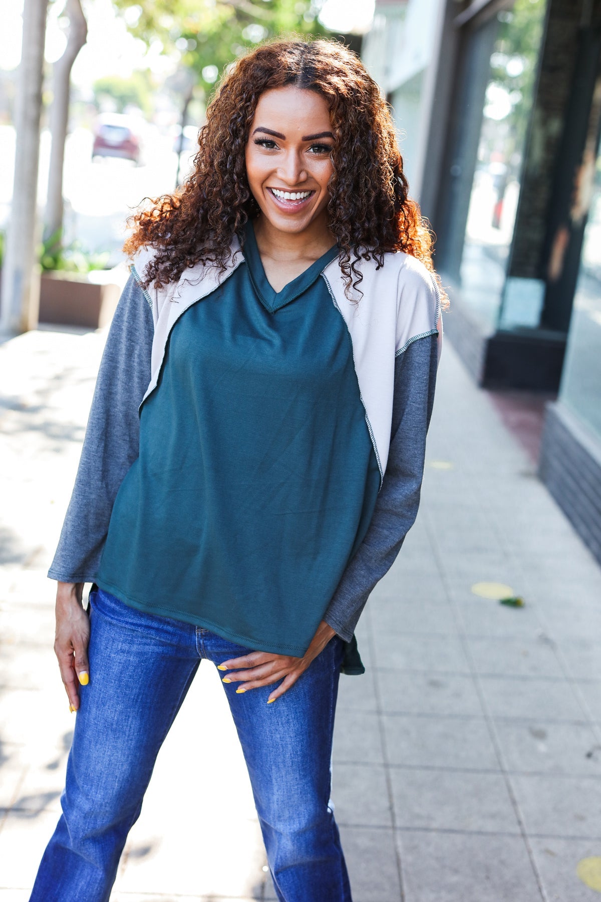 Stand Out Raglan Color Block Top