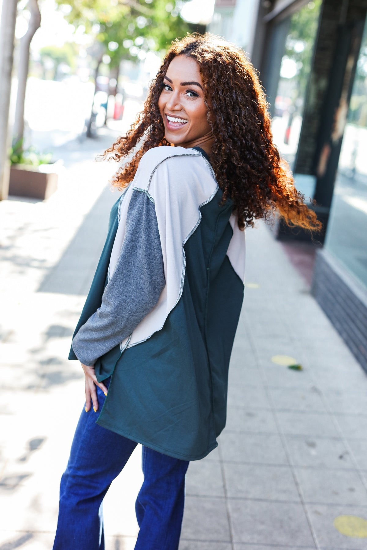 Stand Out Raglan Color Block Top