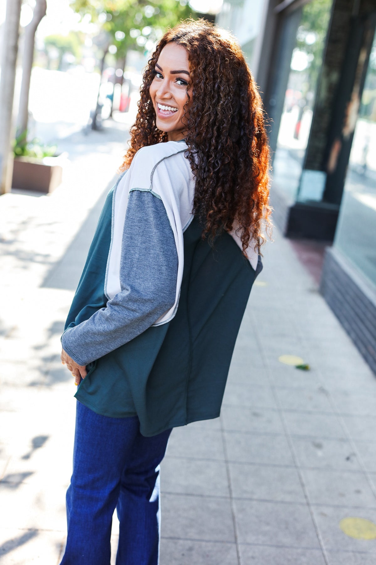 Stand Out Raglan Color Block Top