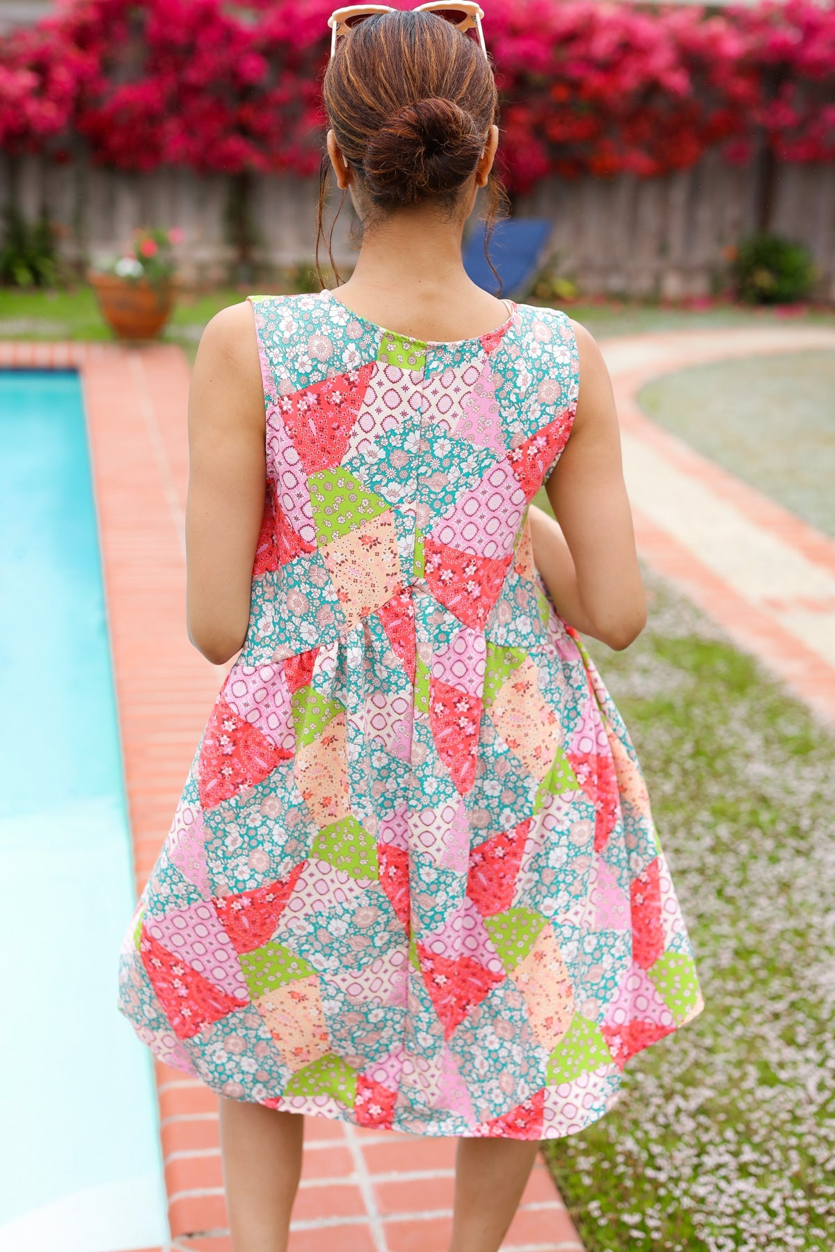 Hello Beautiful Patchwork Babydoll Swing Dress