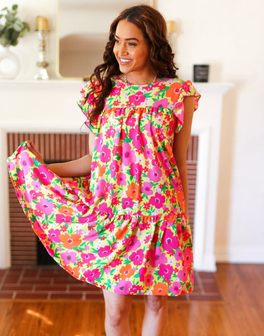 Be Charming Floral Tiered Ruffle Dress
