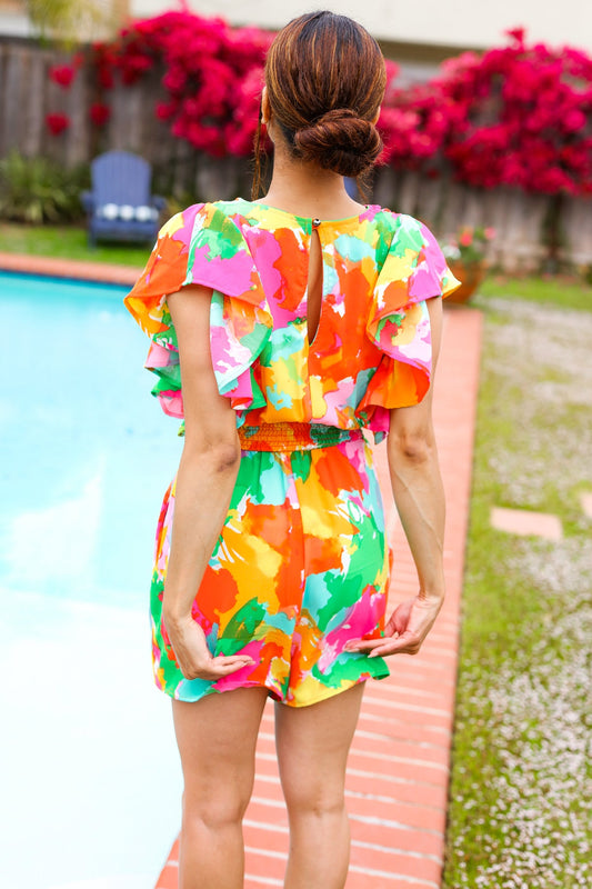 Under The Sun Floral Smocked Romper