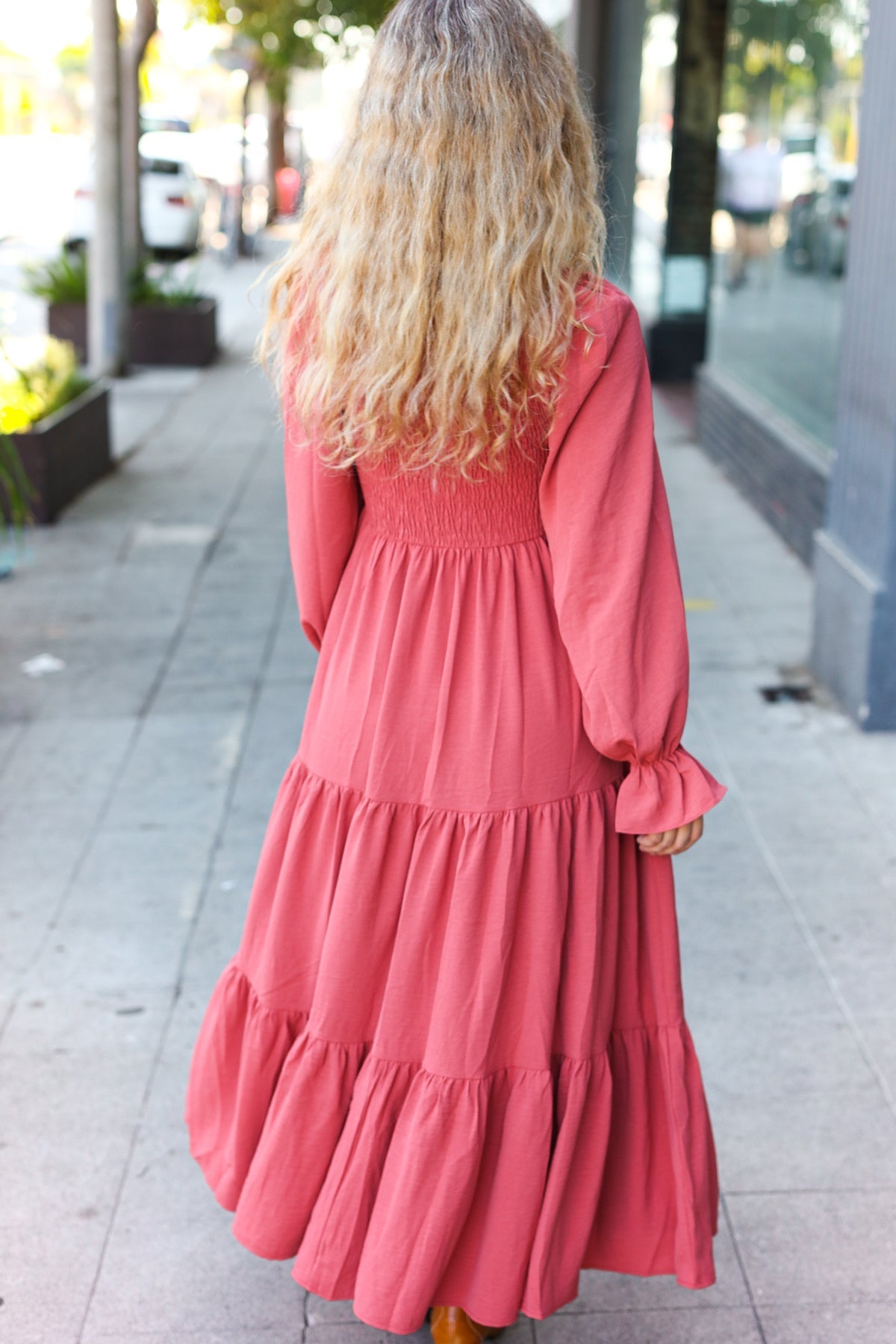 Beautiful You Marsala Smocked Maxi Dress