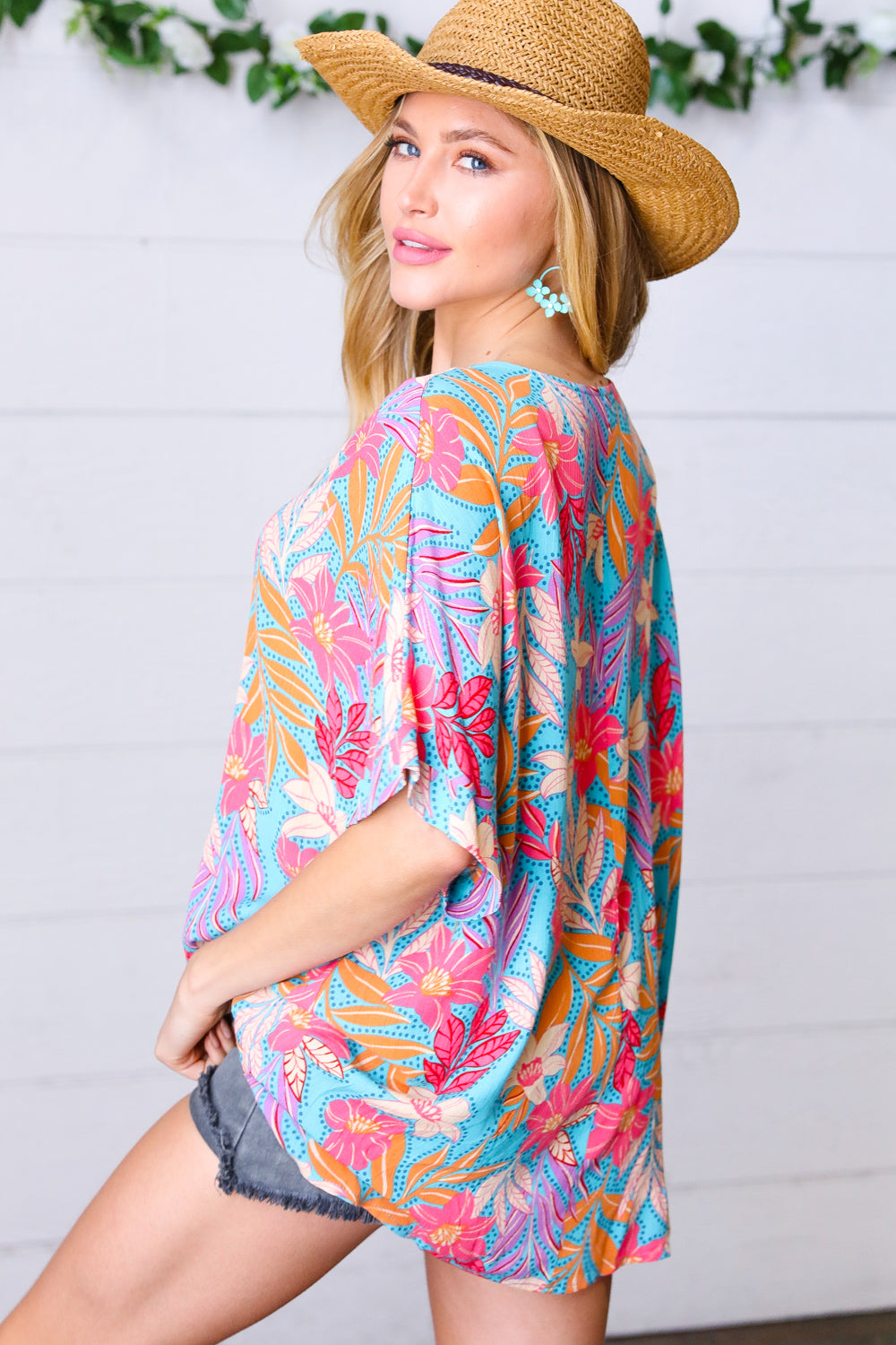 Tropical Floral Woven Top