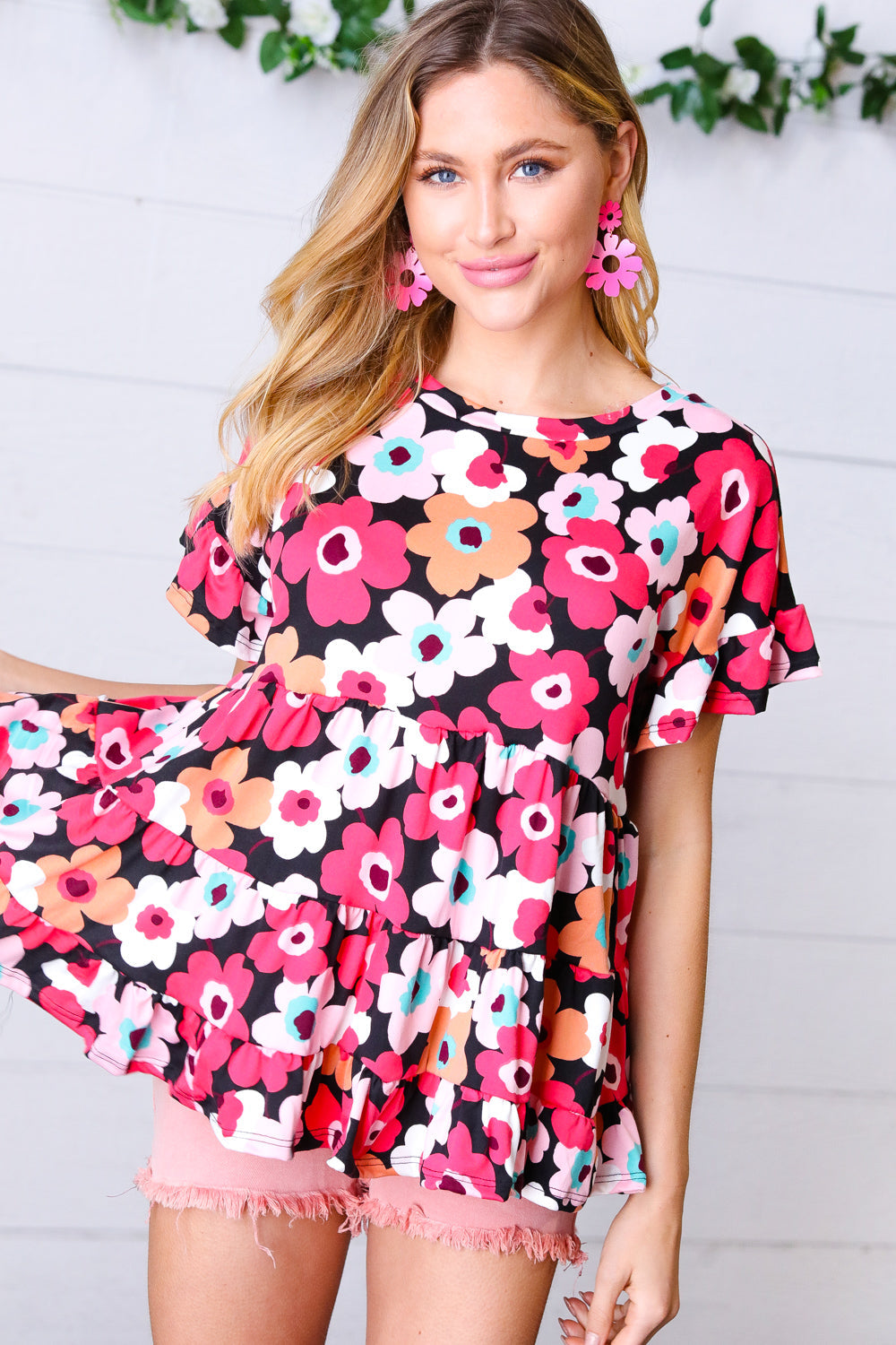 Fields of Love Floral Ruffle Top