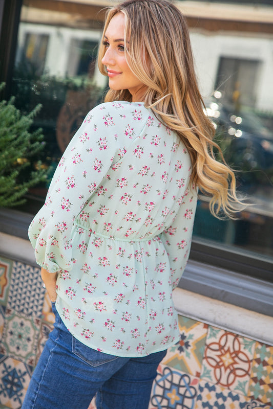 Seersucker Floral Blouse