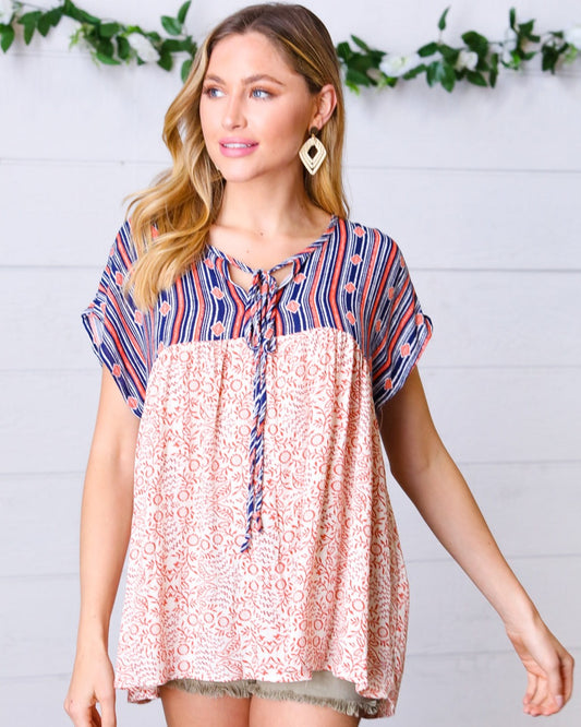 Navy Boho Dolman Top