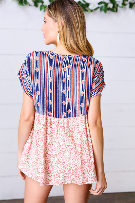 Navy Boho Dolman Top