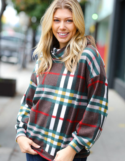 Embrace The Joy Plaid Turtleneck Sweater