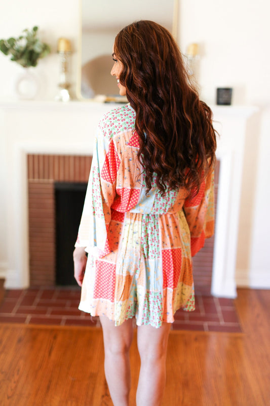 Paisley Patchwork Surplice Romper