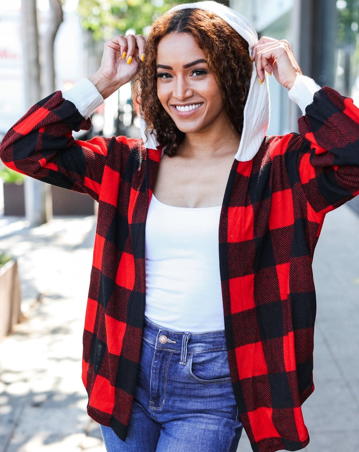 Stepping Out Plaid Hooded Sweater