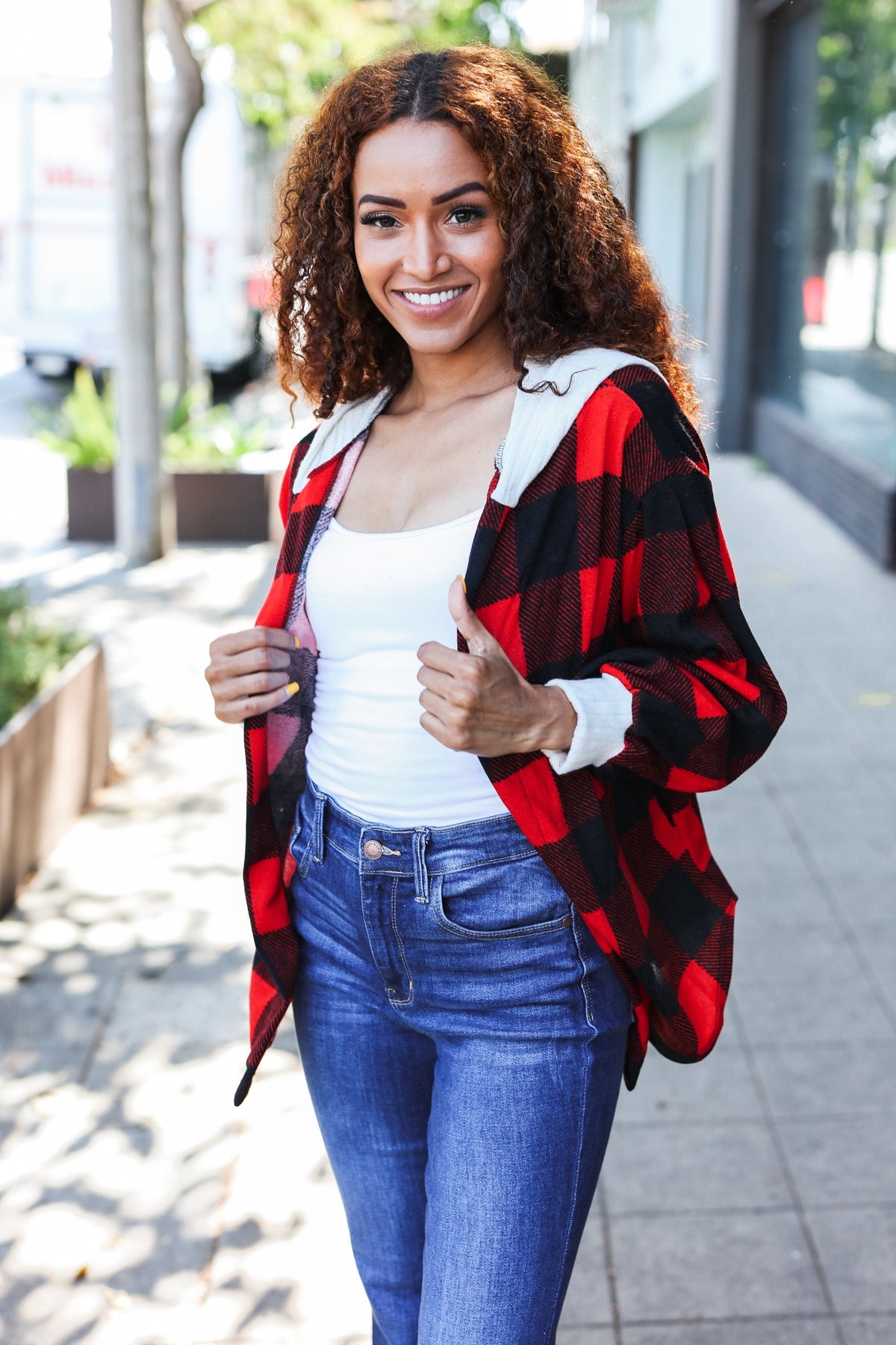 Stepping Out Plaid Hooded Sweater