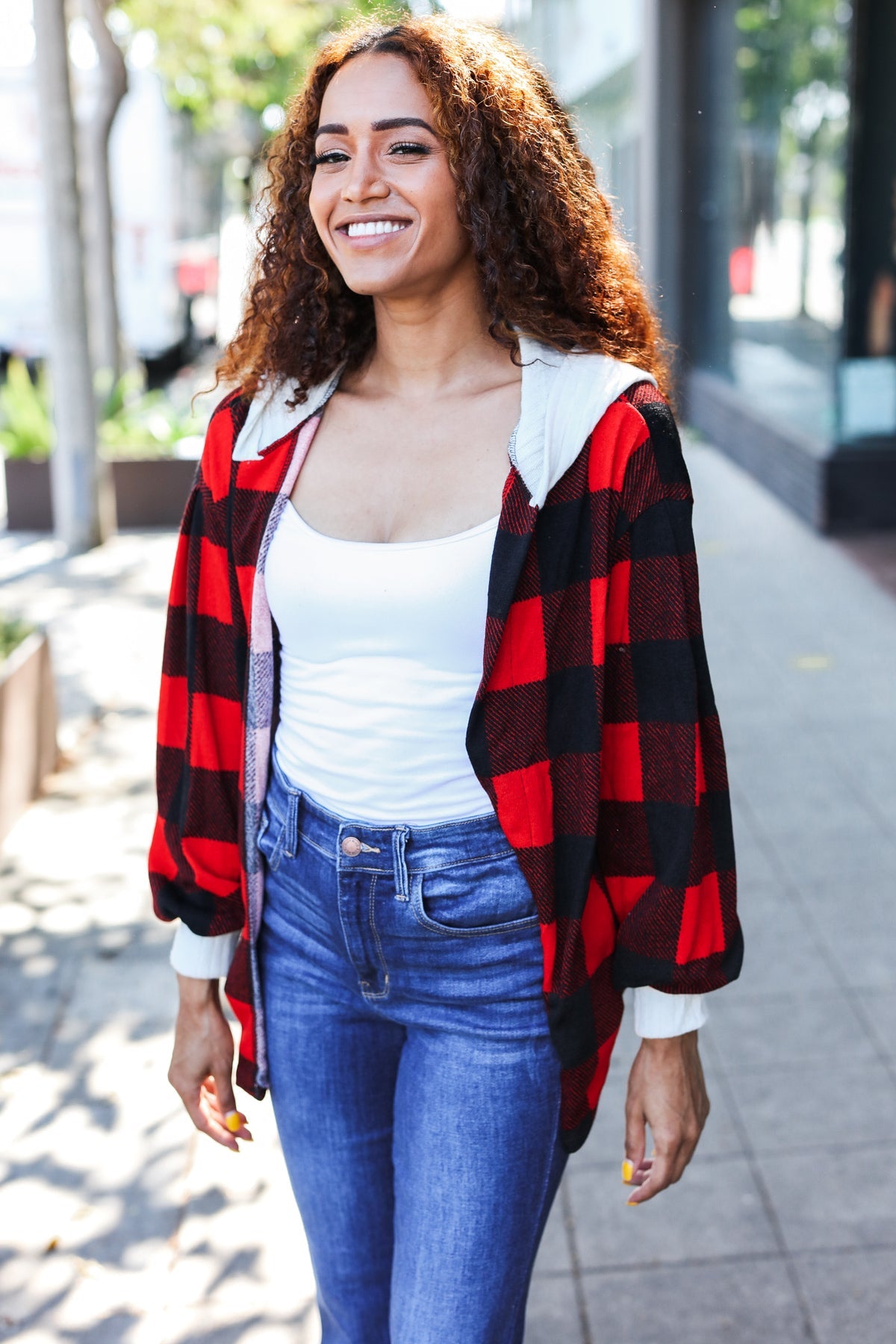 Stepping Out Plaid Hooded Sweater