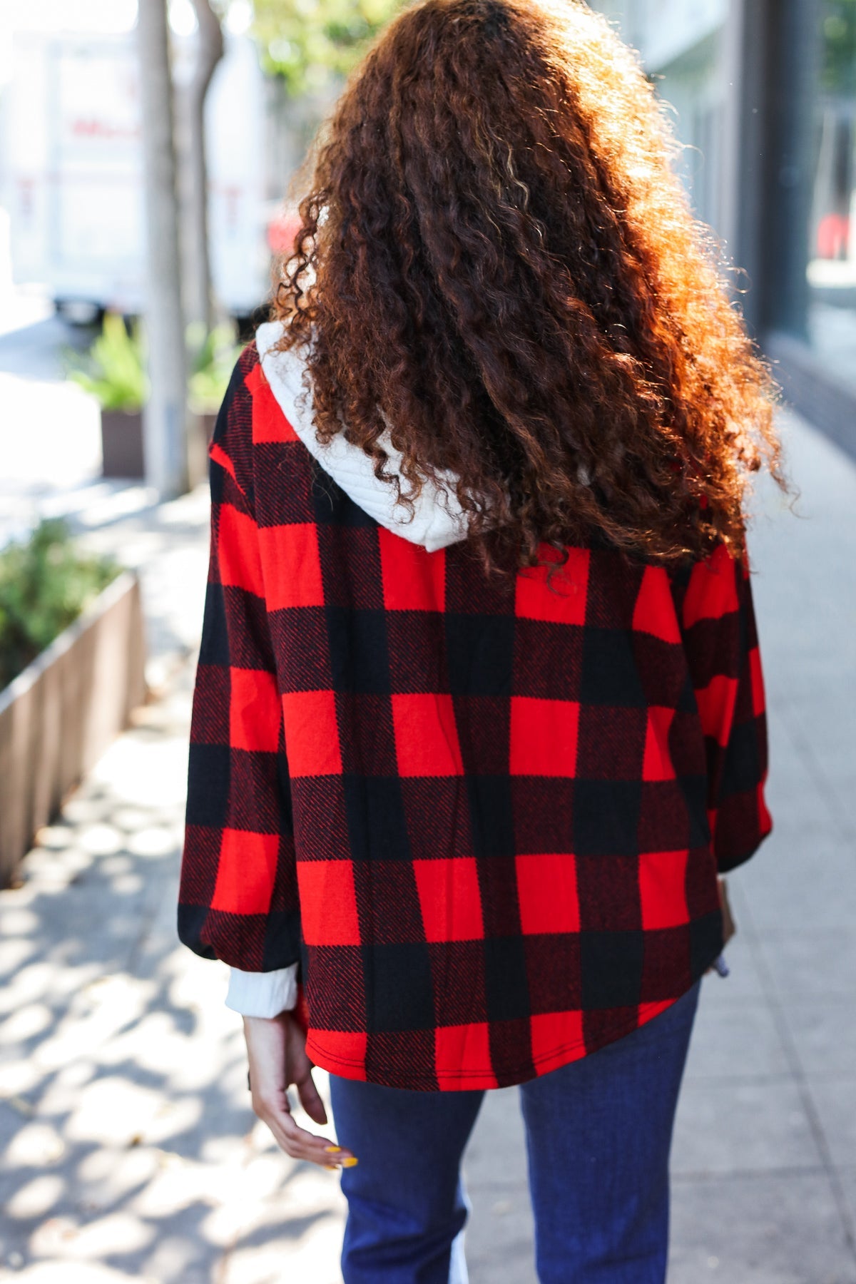 Stepping Out Plaid Hooded Sweater