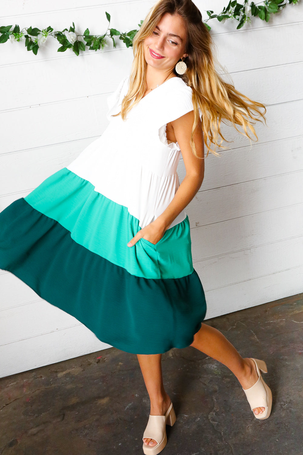 Seafoam Tiered Midi Dress