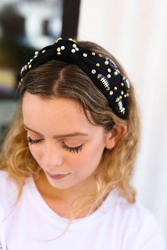 Stone & Gem Football Top Knot Headband