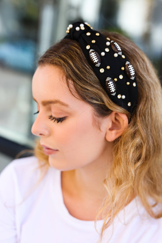 Stone & Gem Football Top Knot Headband