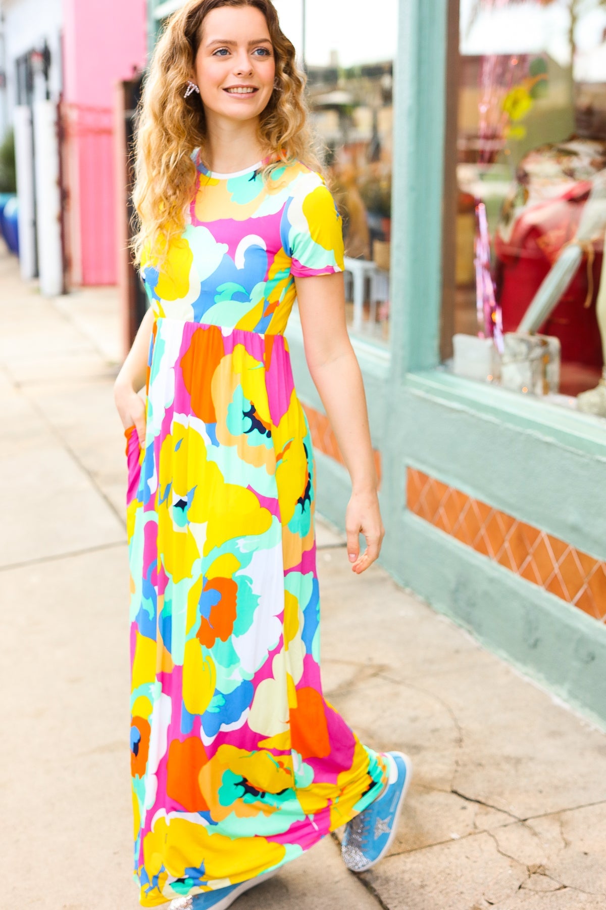 Under Clear Days Floral Fit & Flare Maxi Dress