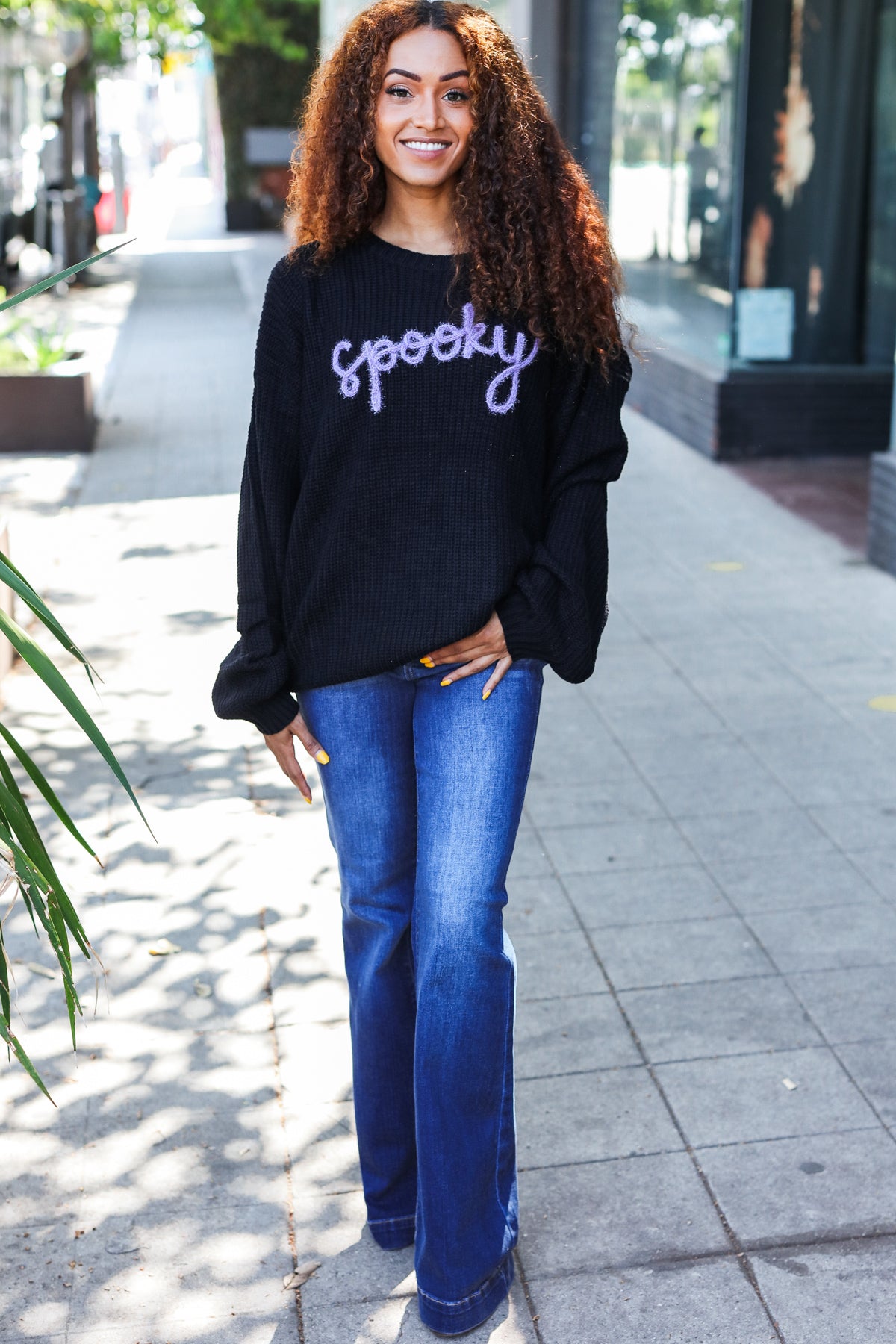 Get Your Spooky On Embroidered Chunky Sweater