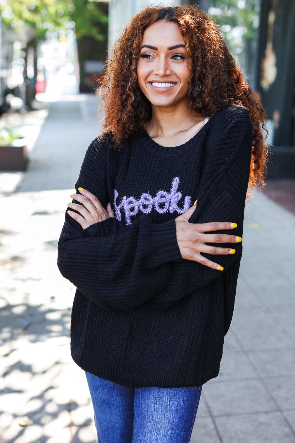 Get Your Spooky On Embroidered Chunky Sweater