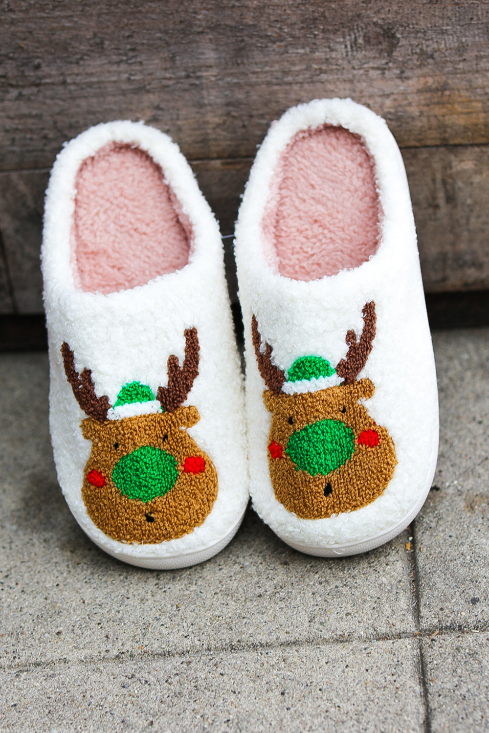 Holiday Reindeer Fleece Slippers