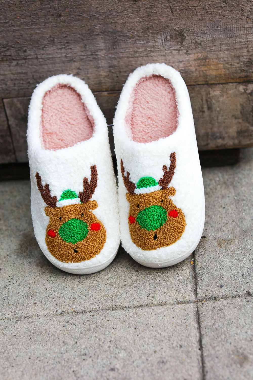 Holiday Reindeer Fleece Slippers