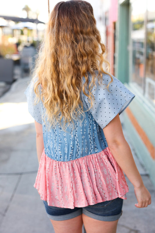 Polka Dot Floral Babydoll Top