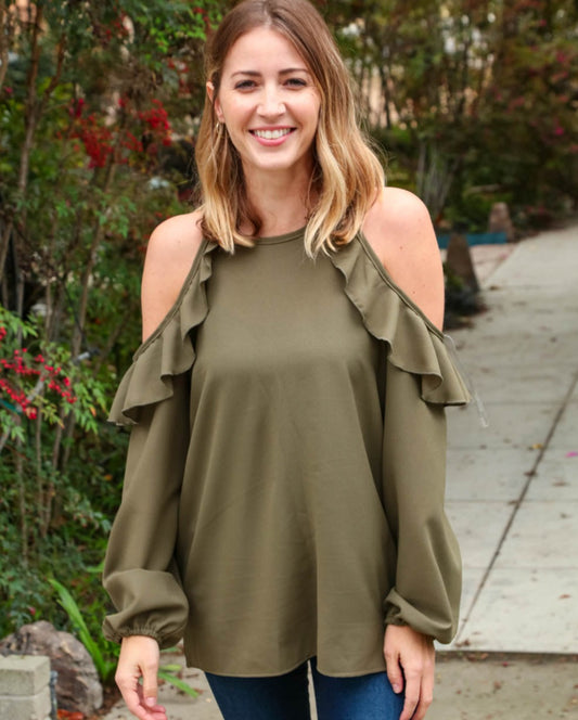 Hunter Cold Shoulder Ruffle Top