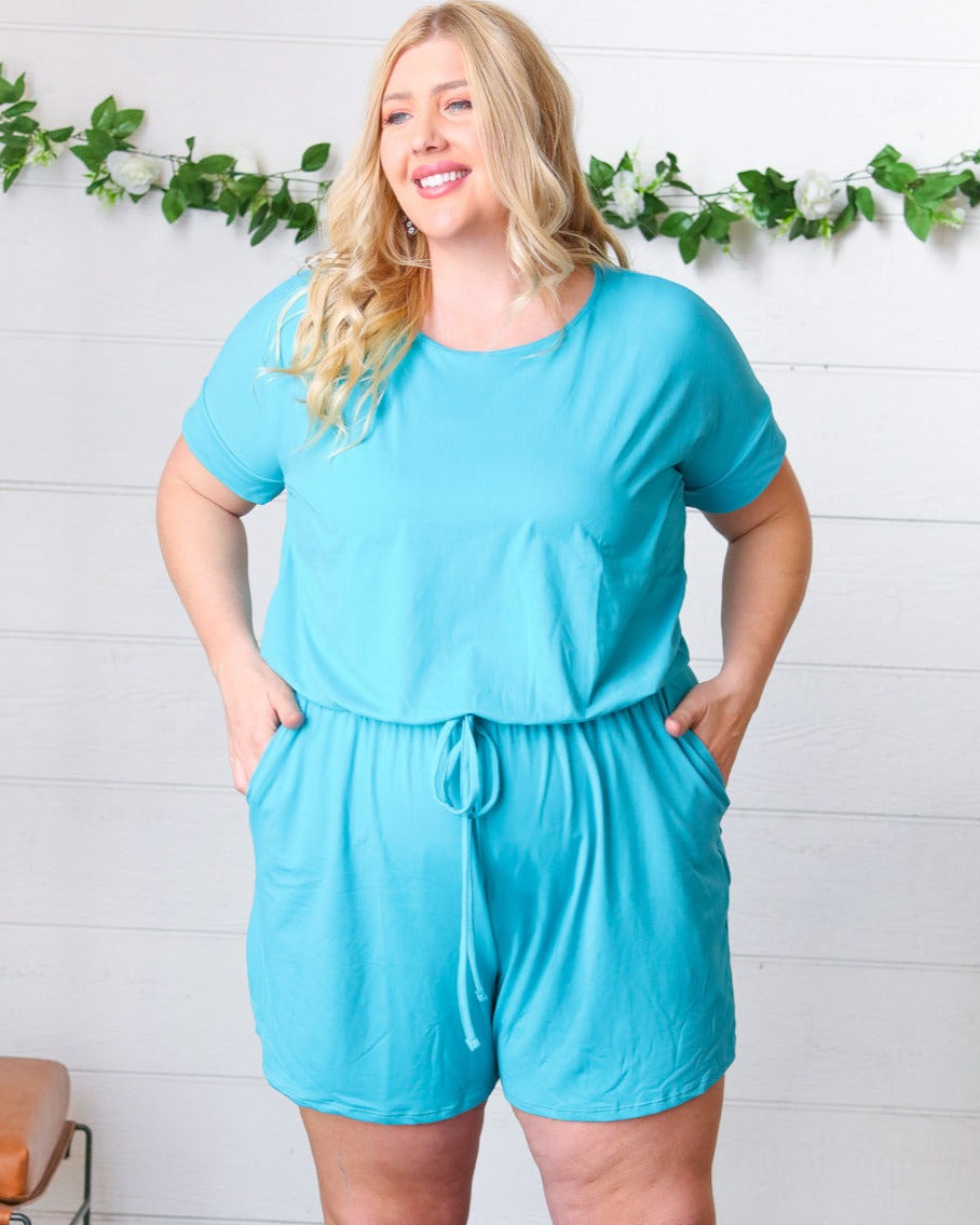 Ice Blue Brushed Knit Romper