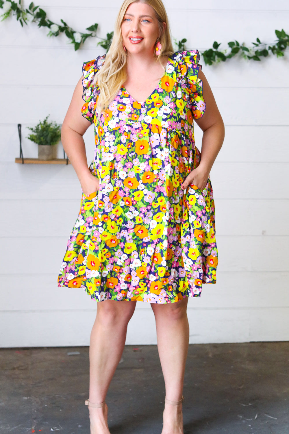 Lemon Floral Babydoll Ruffle Dress