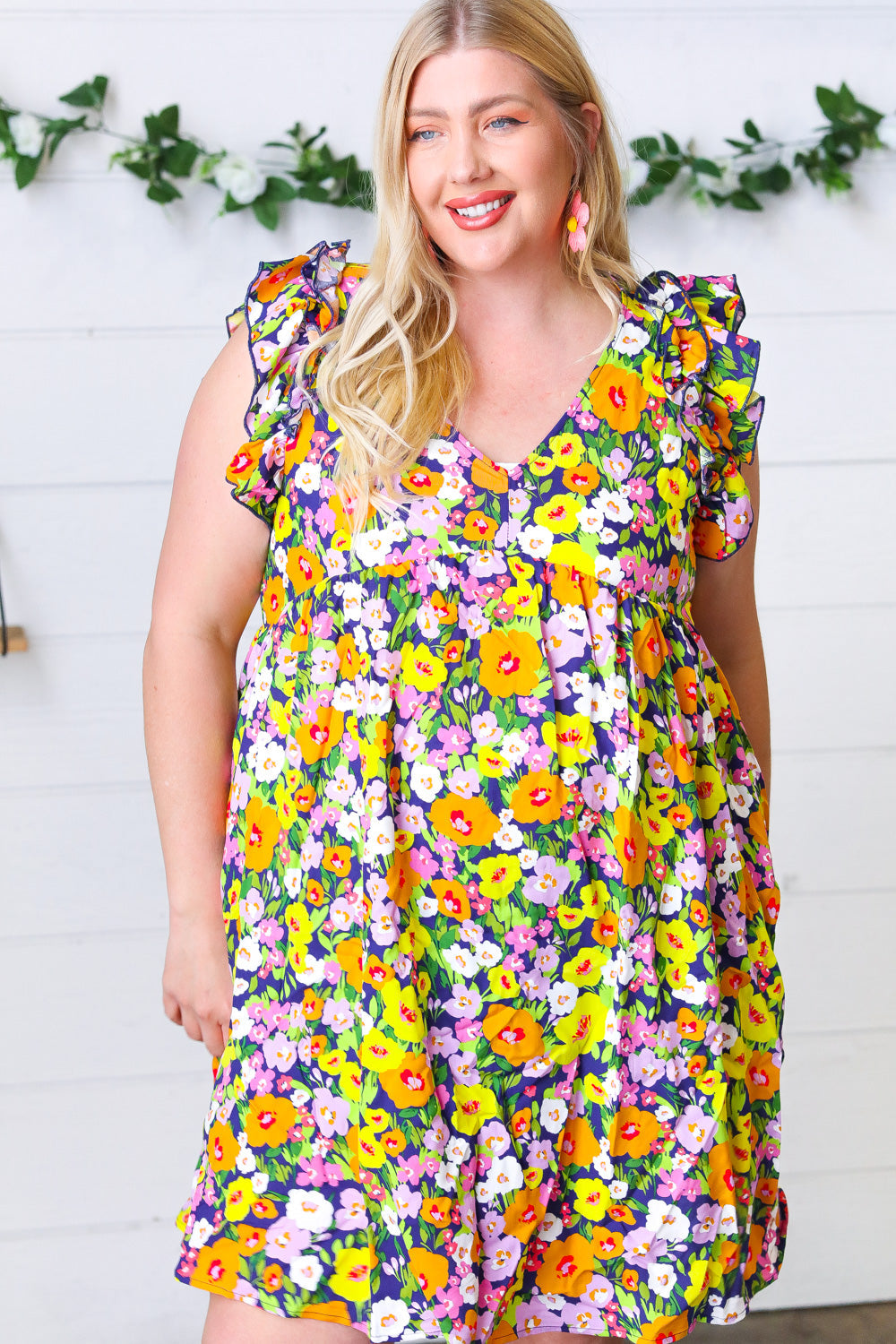 Lemon Floral Babydoll Ruffle Dress