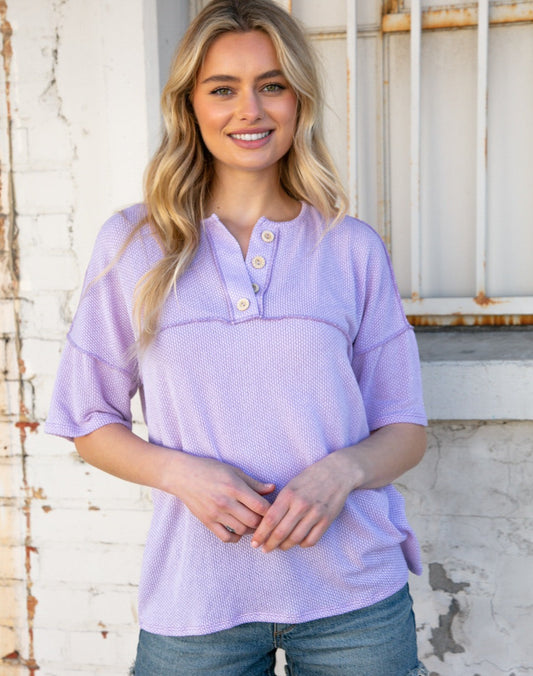 Lilac Knit Outseam Top