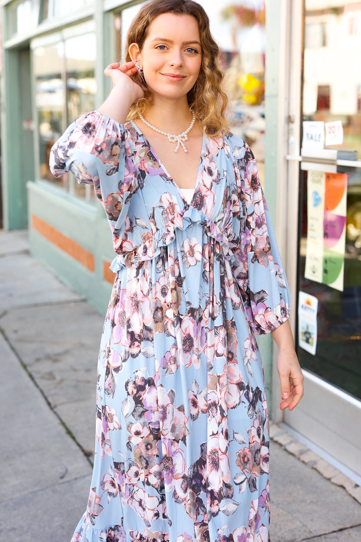 Longing For You Floral Ruffle Maxi Dress