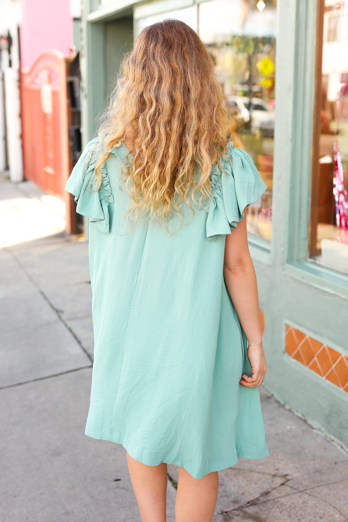 Out For The Day Ruffle Sleeve Dress