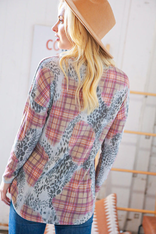 Leopard Plaid Pullover