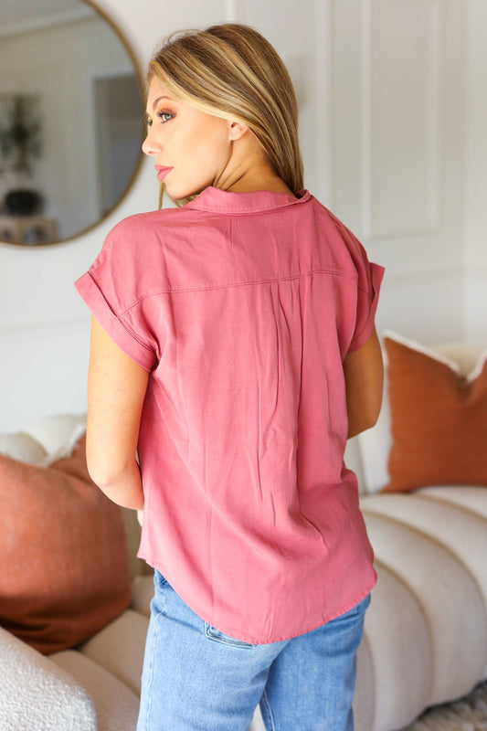 Live For Today Button-Up Tencel Top
