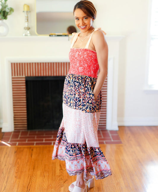 Vacay Vibes Floral Smocked Maxi Dress