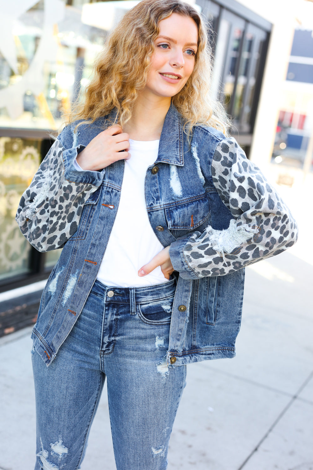 Give It Your All Distressed Denim Jacket