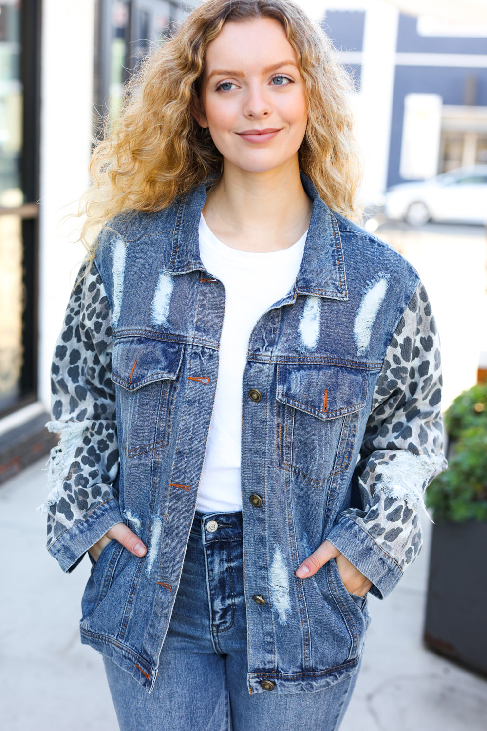 Give It Your All Distressed Denim Jacket