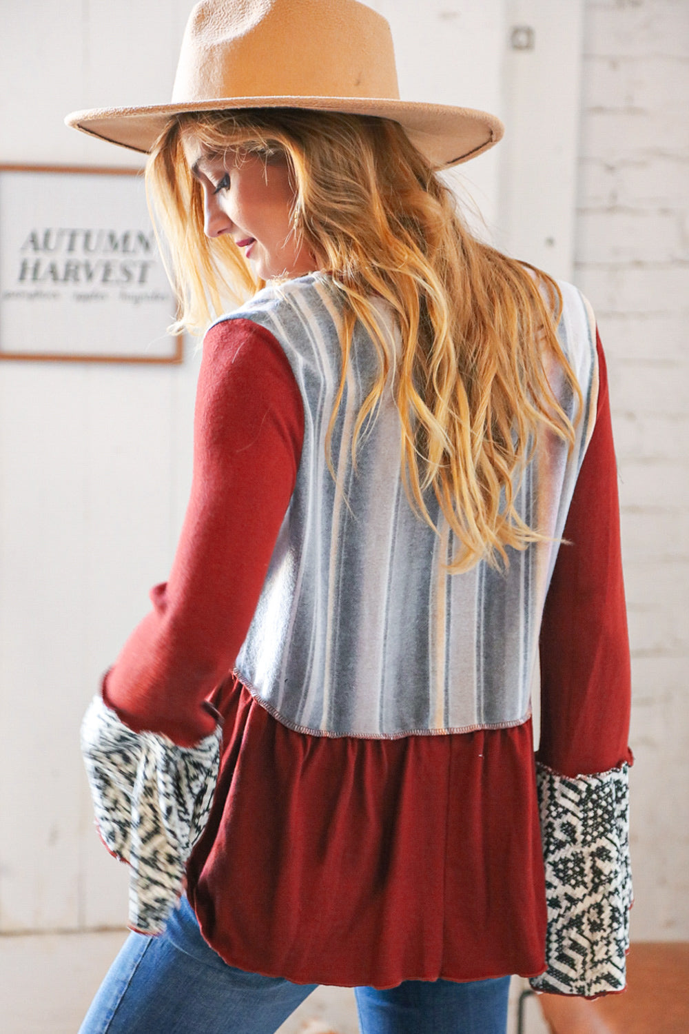 Berry Aztec Outseam Top