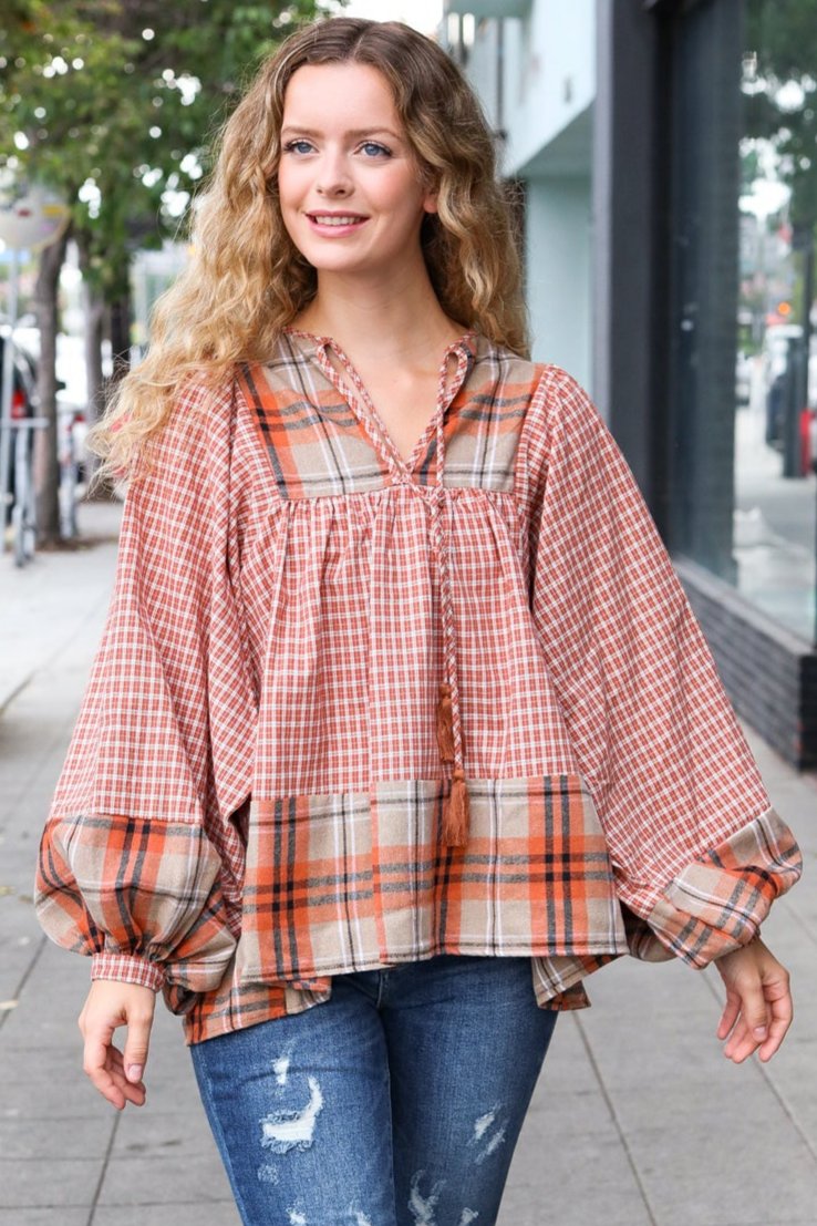 Under Your Spell Plaid Top