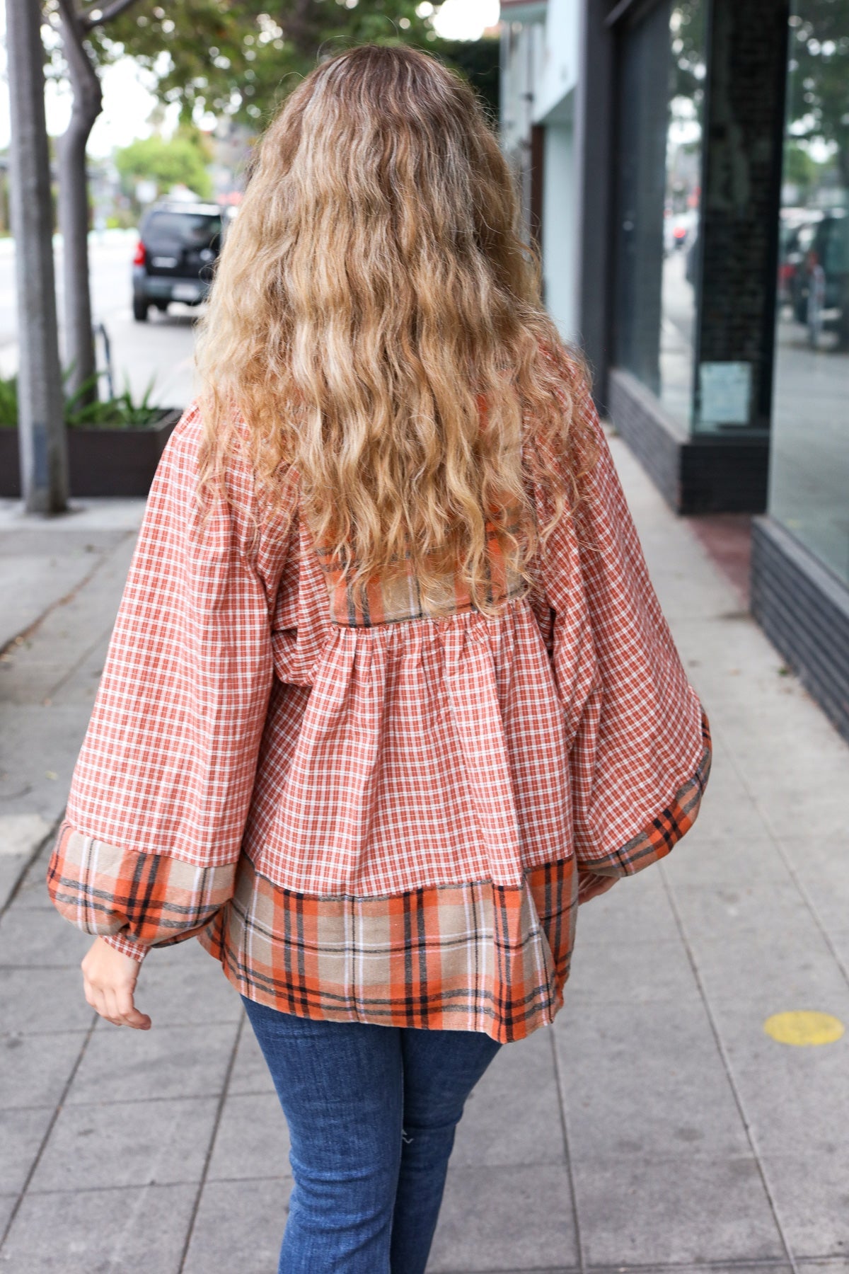 Under Your Spell Plaid Top