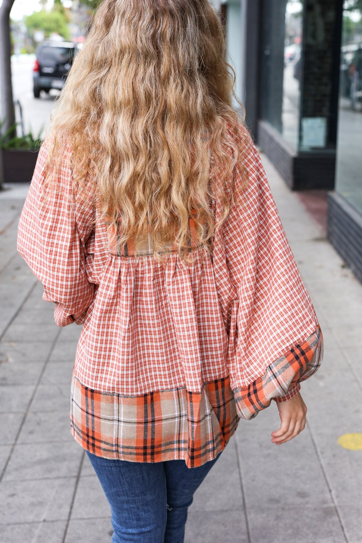 Under Your Spell Plaid Top