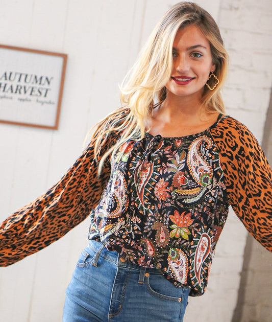 Boho Paisley Leopard Top