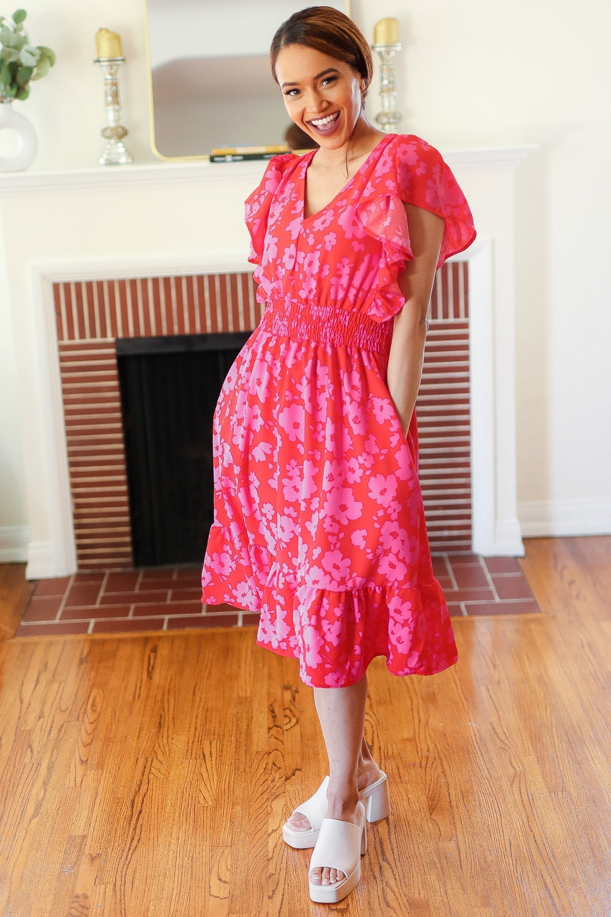 Remember Me Floral Smocked Midi Dress