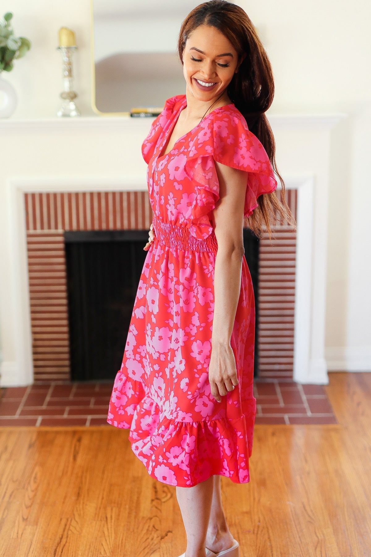 Remember Me Floral Smocked Midi Dress