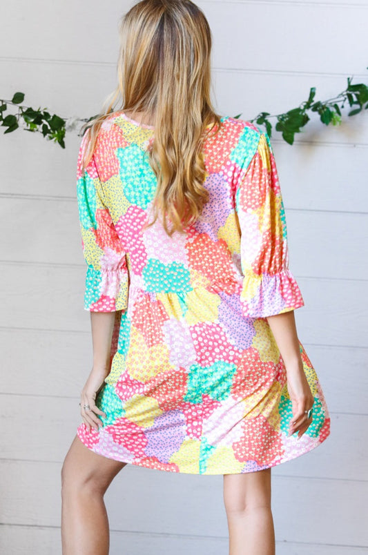 Floral Patchwork Fit & Flare Dress